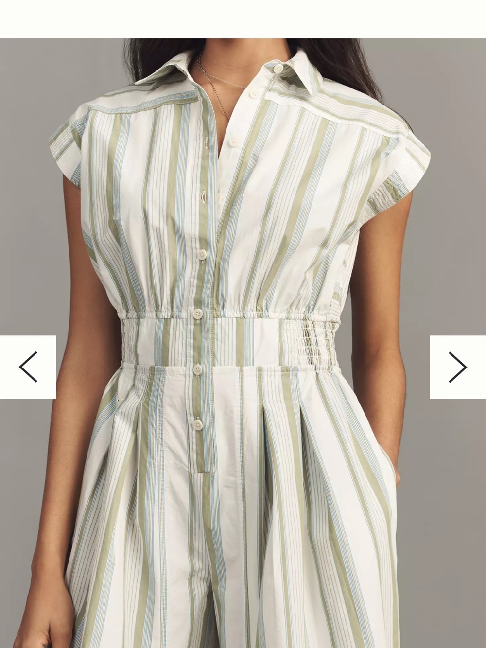 By Anthropologie Striped Shirting Parachute Jumpsuit